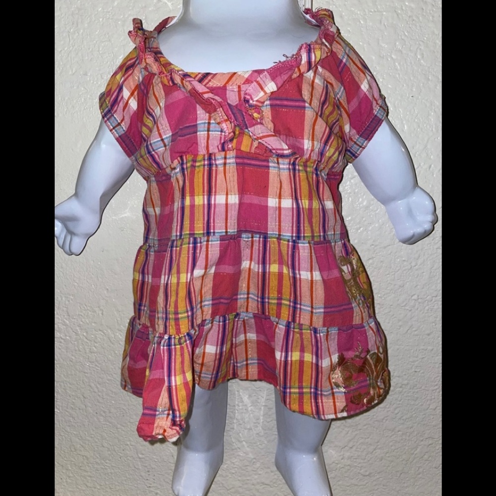 Pink House Baby Girl Plaid Dress Sz 3-6M